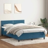 Cama box spring con colchón terciopelo azul oscuro 160x210 cm