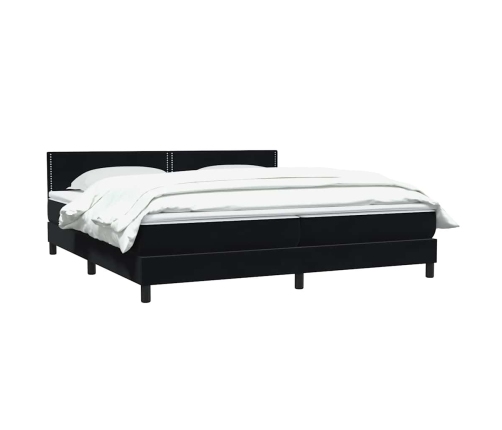 Cama box spring con colchón terciopelo negro 180x210 cm