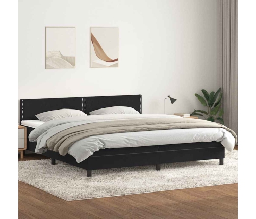 Cama box spring con colchón terciopelo negro 180x210 cm