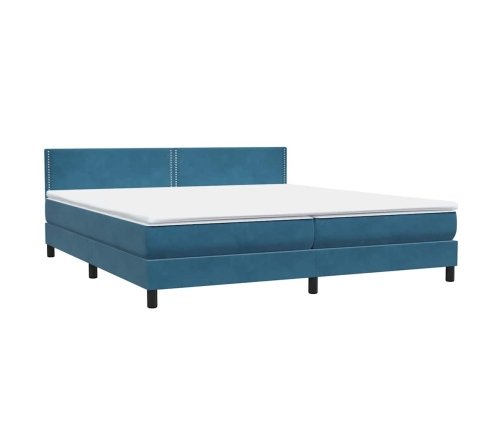 Cama box spring con colchón terciopelo azul oscuro 180x210 cm