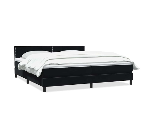 Cama box spring con colchón terciopelo negro 200x210 cm