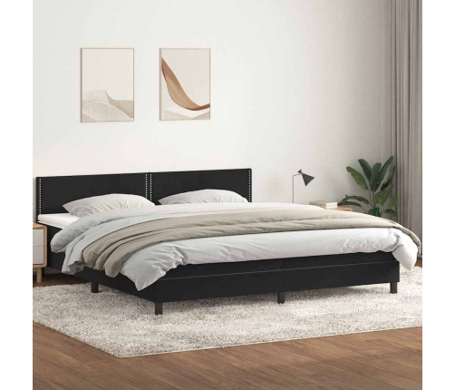 Cama box spring con colchón terciopelo negro 200x210 cm