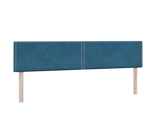 Cama box spring con colchón terciopelo azul oscuro 200x210 cm