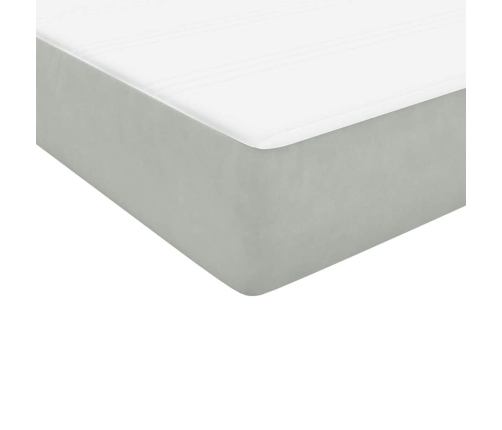 Cama box spring con colchón terciopelo gris claro 90x220 cm