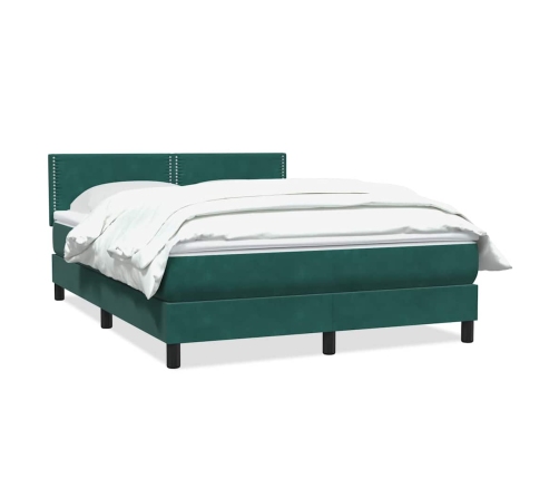 Cama box spring con colchón terciopelo verde oscuro 140x220 cm