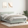 Cama box spring con colchón terciopelo gris claro 160x220 cm