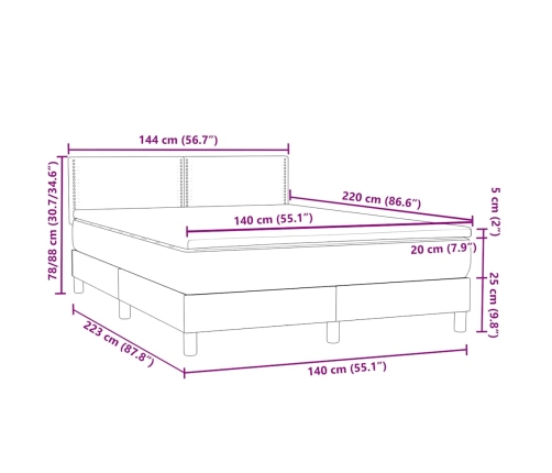 Cama box spring con colchón terciopelo verde oscuro 160x220 cm