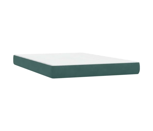 Cama box spring con colchón terciopelo verde oscuro 160x220 cm