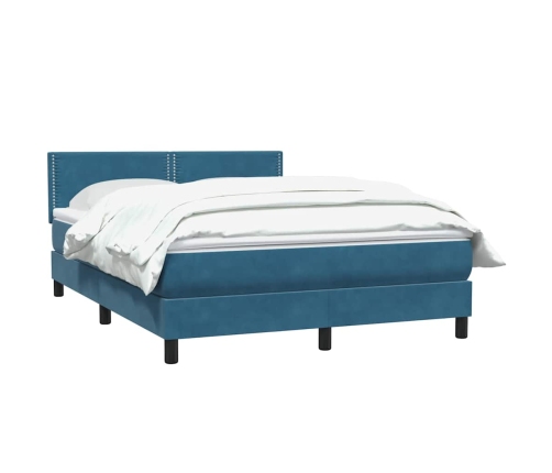 Cama box spring con colchón terciopelo azul oscuro 160x220 cm