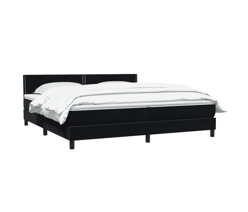 Cama box spring con colchón terciopelo negro 180x220 cm