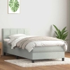 Cama box spring con colchón terciopelo gris claro 80x210 cm