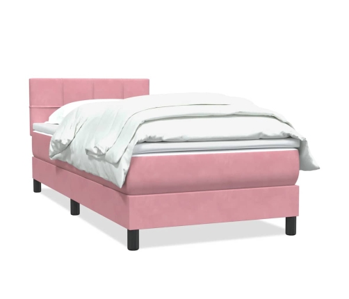 Cama box spring con colchón terciopelo rosa 80x210 cm