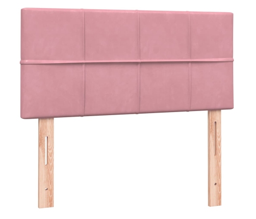 Cama box spring con colchón terciopelo rosa 80x210 cm