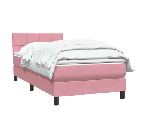 Cama box spring con colchón terciopelo rosa 90x210 cm