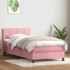 Cama box spring con colchón terciopelo rosa 90x210 cm