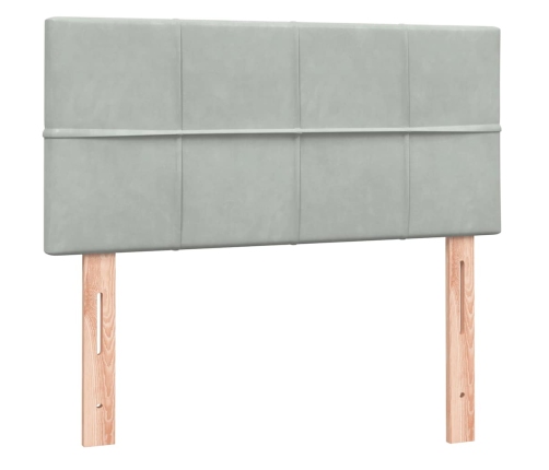 Cama box spring con colchón terciopelo gris claro 100x210 cm