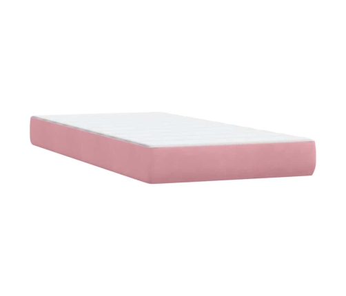 Cama box spring con colchón terciopelo rosa 100x210 cm