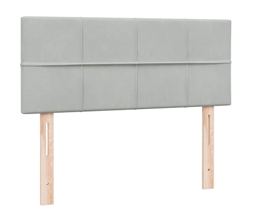 Cama box spring con colchón terciopelo gris claro 120x210 cm