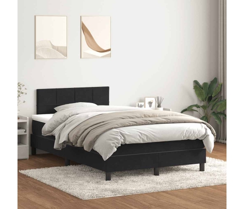 Cama box spring con colchón terciopelo negro 120x210 cm