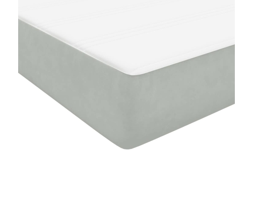 Cama box spring con colchón terciopelo gris claro 140x210 cm