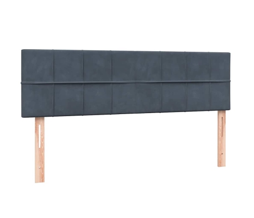 Cama box spring con colchón terciopelo gris oscuro 140x210 cm