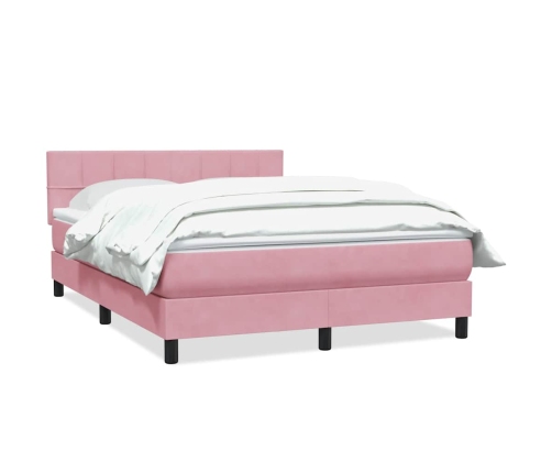 Cama box spring con colchón terciopelo rosa 140x210 cm