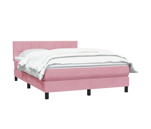 Cama box spring con colchón terciopelo rosa 140x210 cm