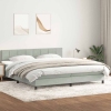 Cama box spring con colchón terciopelo gris claro 180x210 cm