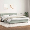 Cama box spring con colchón terciopelo gris claro 200x210 cm