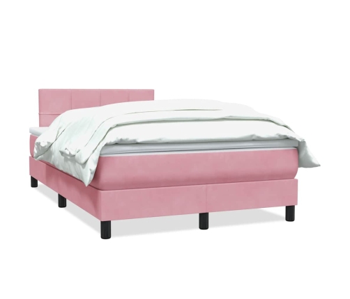 Cama box spring con colchón terciopelo rosa 120x220 cm