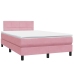 Cama box spring con colchón terciopelo rosa 120x220 cm