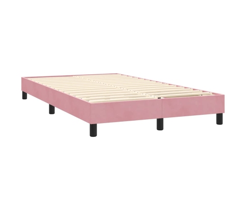 Cama box spring con colchón terciopelo rosa 120x220 cm