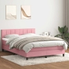 Cama box spring con colchón terciopelo rosa 140x220 cm