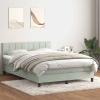 Cama box spring con colchón terciopelo gris claro 160x220 cm