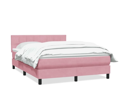 Cama box spring con colchón terciopelo rosa 160x220 cm