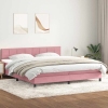 Cama box spring con colchón terciopelo rosa 200x220 cm