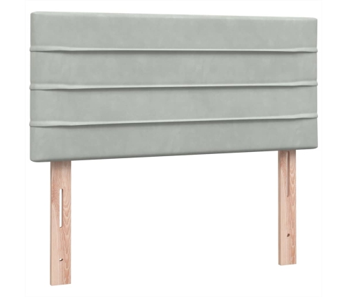 Cama box spring con colchón terciopelo gris claro 80x210 cm