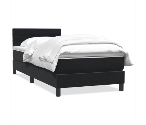 Cama box spring con colchón cuero sintético negro 80x210 cm