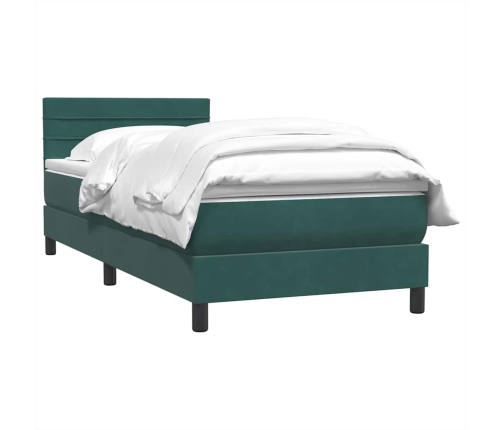 Cama box spring con colchón terciopelo verde oscuro 80x210 cm