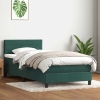 Cama box spring con colchón terciopelo verde oscuro 80x210 cm