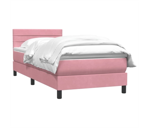 Cama box spring con colchón terciopelo rosa 80x210 cm