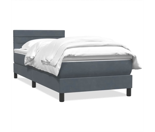 Cama box spring con colchón terciopelo gris oscuro 90x210 cm