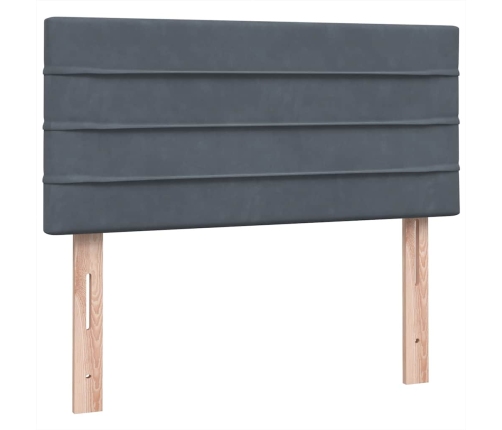 Cama box spring con colchón terciopelo gris oscuro 90x210 cm