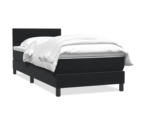 Cama box spring con colchón cuero sintético negro 90x210 cm