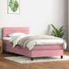 Cama box spring con colchón terciopelo rosa 90x210 cm