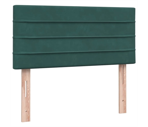 Cama box spring con colchón terciopelo verde oscuro 100x210 cm