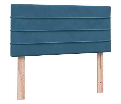 Cama box spring con colchón terciopelo azul oscuro 100x210 cm