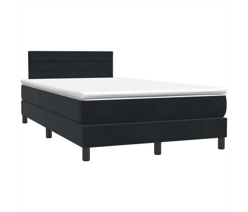 Cama box spring con colchón terciopelo negro 120x210 cm