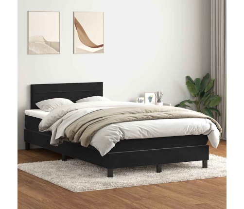 Cama box spring con colchón terciopelo negro 120x210 cm