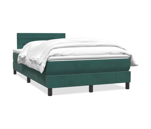 Cama box spring con colchón terciopelo verde oscuro 120x210 cm